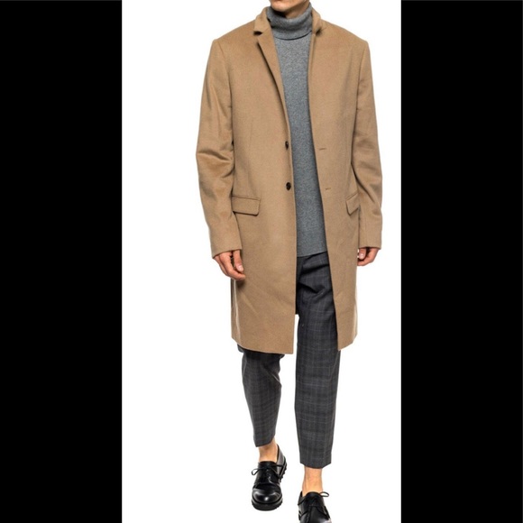 All Saints Birdstow Tan Wool Coat Xl 